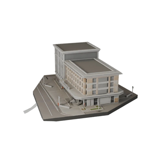 Low Poly Community Center 3D Modell für Echtzeit-Spiel-Asset