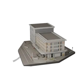 Low Poly Community Center 3D Model for Realtime Game Asset