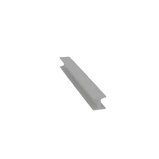 3D model of a gray I-beam profile, a structural steel beam with a distinct 'I' shape, shown from a slight angle.