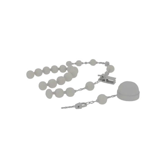 Sterling Silver Chain Pearl Necklace 3D model, three-quarter studio product render, pearl surface.