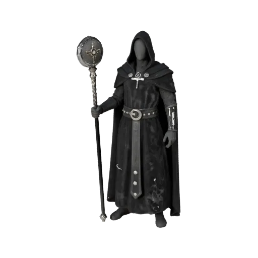Personagem 3D Clérigo Sci-Fi, vista da viewport do motor, asset pronto para Unreal Engine com pose em pé e pbr