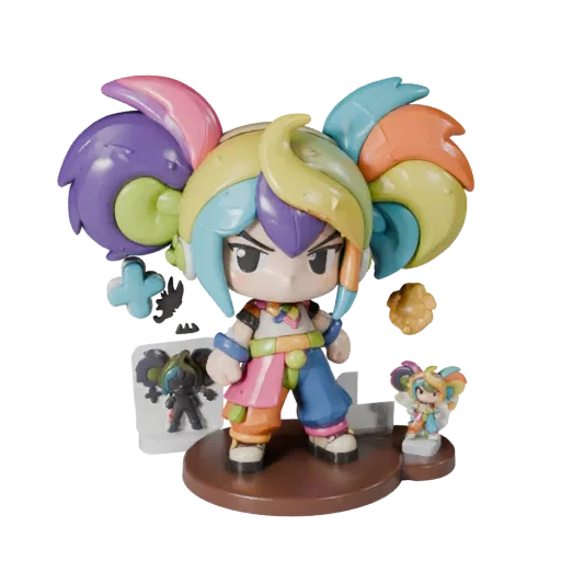Anime Figure stylized 3D model preview showing pose, three-quarter game view, toy proportion and material detail
