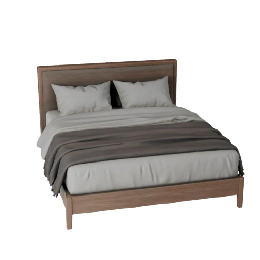 Upholstered Queen Bed 3D Asset for Studio Catalogs