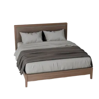 Upholstered Queen Bed 3D Asset for Studio Catalogs