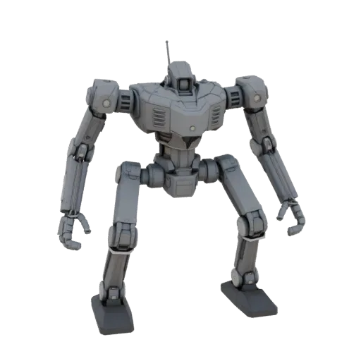 Service Style Robot Printable 3D model, isometric STL render, showing metal frames, robot form.