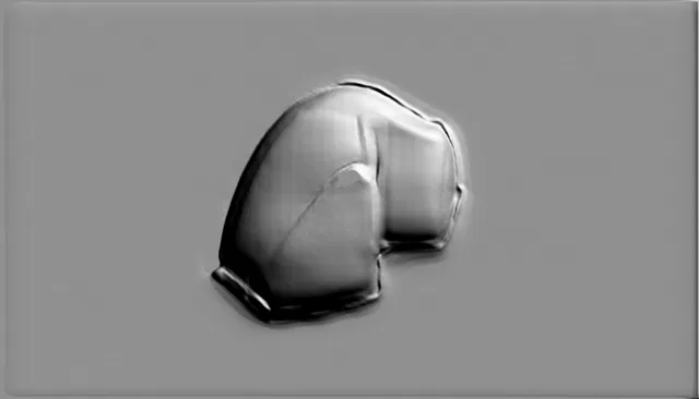 3D model of a "Medallion" bas-relief with a head, rendered in gray with clear lines and relief.