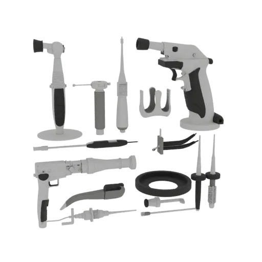 Dental Otoscope Printable 3D model, isometric STL render, showing stainless steel, handheld tool scale.