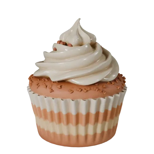 Celebration Cupcake Realistic 3D model, three-quarter studio render, showing cream, sweet food silhouette.