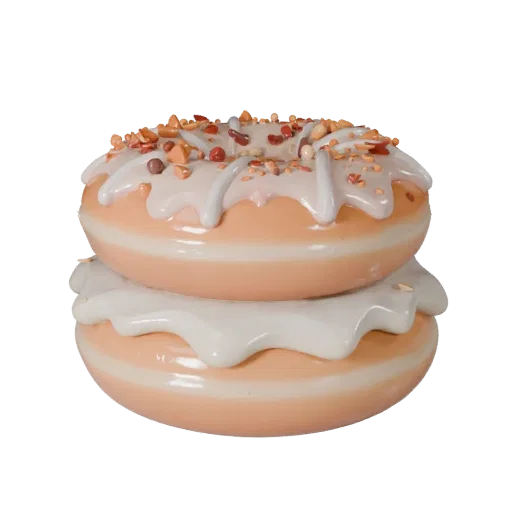 Mini Donut Stack High Poly 3D-Modell, Nahaufnahme Studio-Rendering, zeigt Sahne, Silhouette von Süßspeisen.