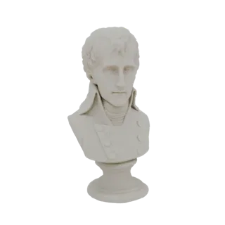 Busto modelo 3D de Napoleón Bonaparte, una figura histórica famosa, representado con uniforme militar.