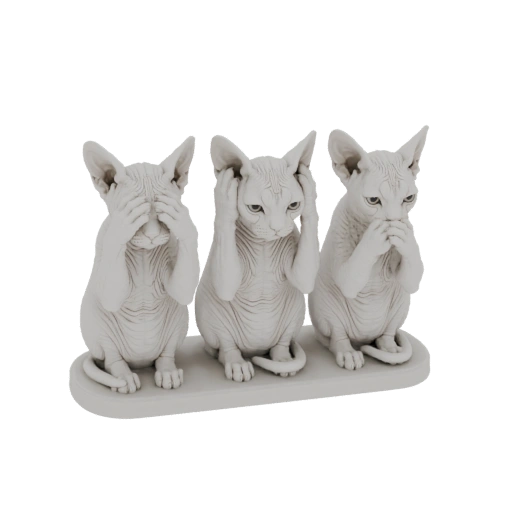 Three Wise Sphynx Cats Figurine