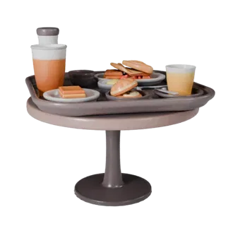 Product Cafe Breakfast Tray 3D Studio Render Asset