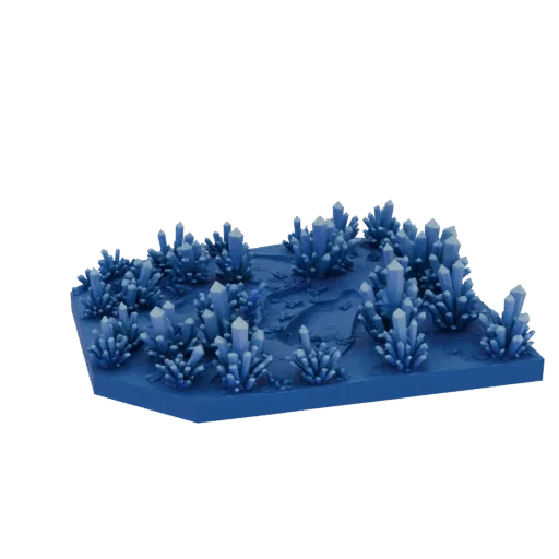 Fantasy Crystal Forest Biome Printable 3D model, isometric tabletop STL render, showing terrain layers, terrain detail.