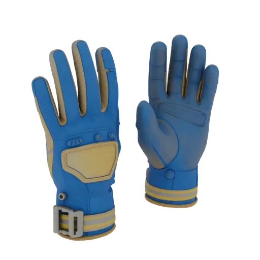 Safety Gloves Printable 3D model, isometric STL render, showing plastic shells, recognizable safety silhouettes.
