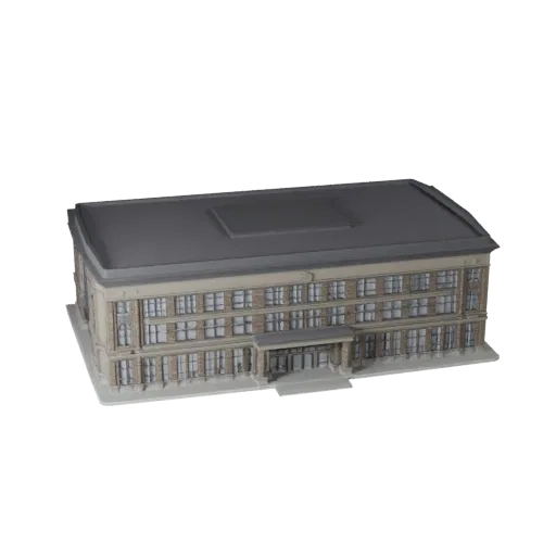 Modèle 3D de Pavillon Public prêt pour Blender, vue de rendu studio Blender, montrant les matériaux de bâtiment public et les