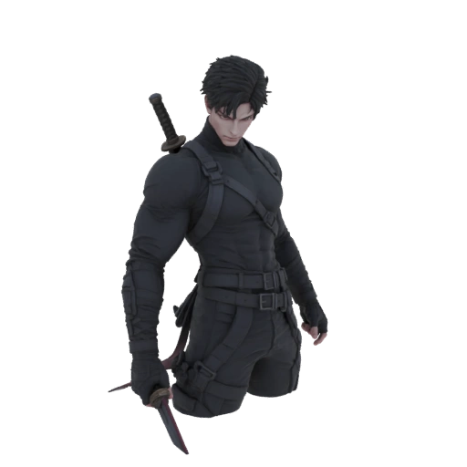 Dark Assassin with Sword and Dagger