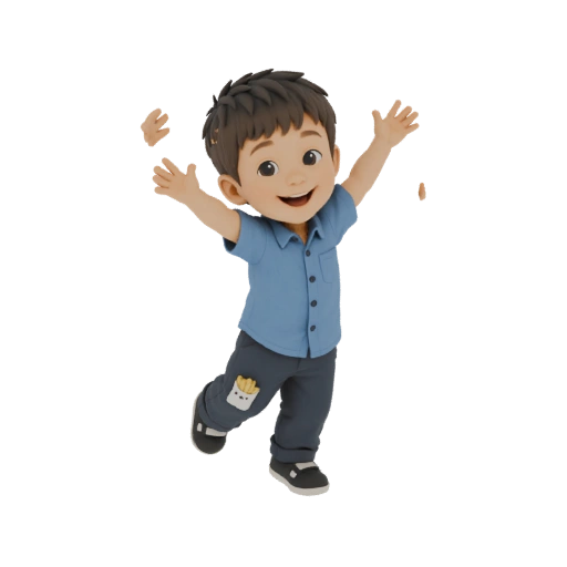 Joyful Boy with French Fry Patch 3D Model