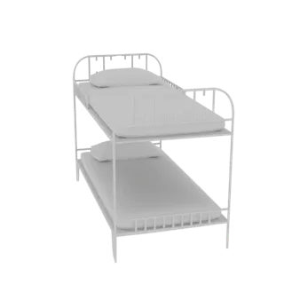 White Metal Bunk Bed with Pillows