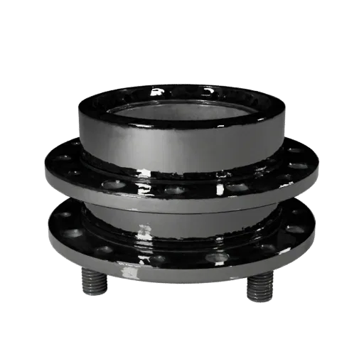 Machined Pipe Flange Stylized 3D model, stylized isometric render, showing machined metal, precise part geometry.