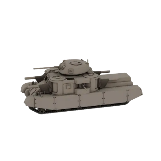 3D model of the T-35 heavy tank, a Soviet multi-turret vehicle, shown from a side-front angle against a black background.