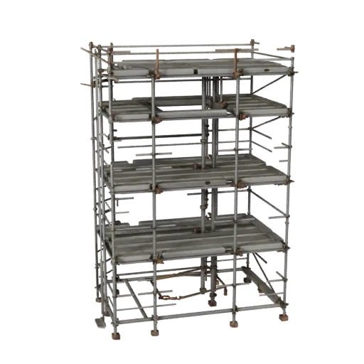 Site Safety Scaffold Tower Realistic 3D model, three-quarter studio render, showing concrete, site-ready silhouettes.