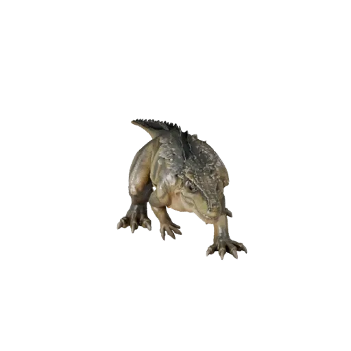 Modelo 3D de Dragão Komodo, vista lateral da câmera de gameplay, asset de animal pronto para Unity com padrões de placas, cri