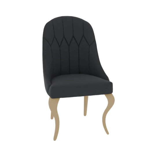 Dark Upholstered Dining Chair with Carved Legs