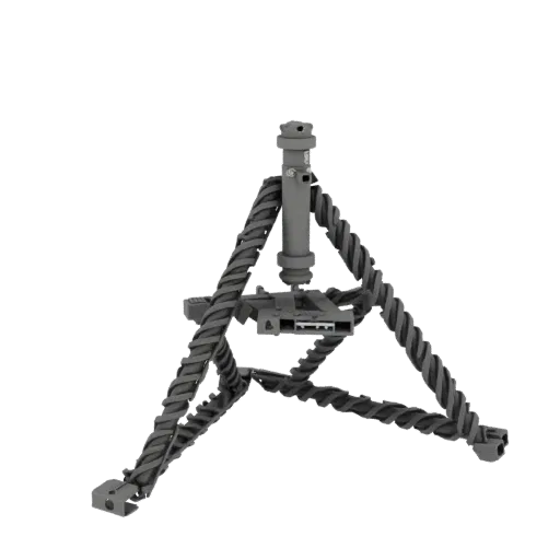 3D model of a corner connector for composite rebar, featuring three spiral supports converging to a central hub.