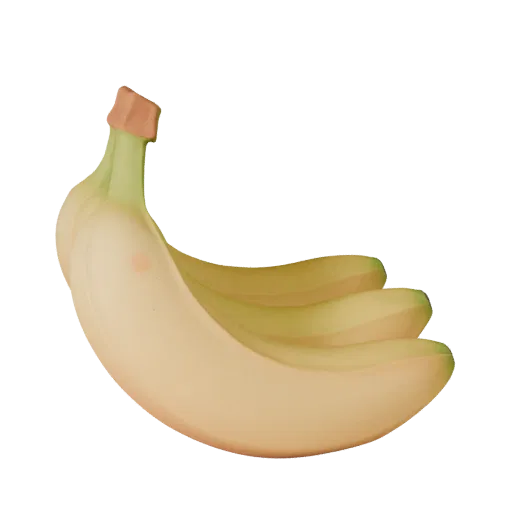 Ripe Banana Bunch 3D model, three-quarter front view, AR viewer studio render, showing skin pores, form detail.