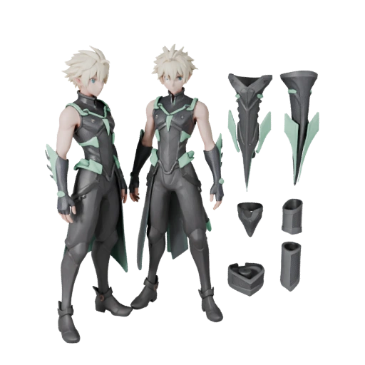 Modèle de personnage druide blindé anime - Monté
