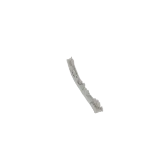 Modelo 3D de um friso decorativo curvo com filigrana intrincada e padrões ornamentados, apresentado sobre um fundo branco.