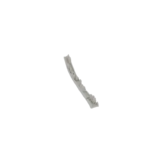 3D model of a curved decorative trim with intricate filigree and ornate patterns, presented against a white background.