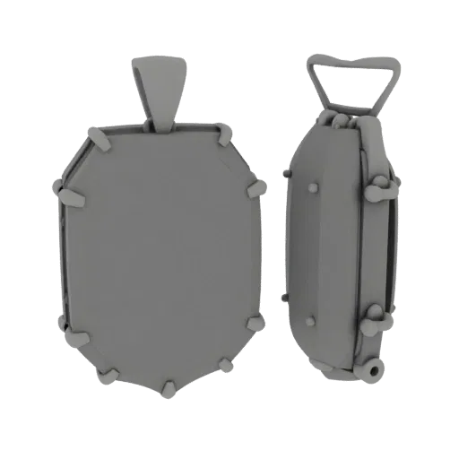 Emerald Pendant 3D model, three-quarter front view, AR viewer studio render, emerald finish.