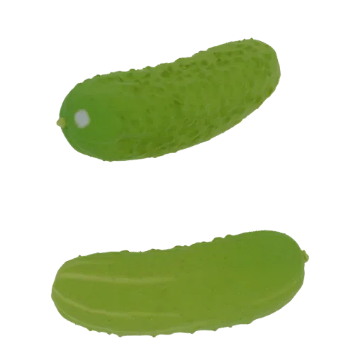 A 3D render of two realistic green cucumbers against a black background.