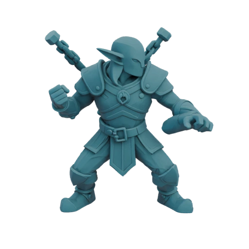 Miniatura Medievale Elfo Druido STL - Posa d'Attacco