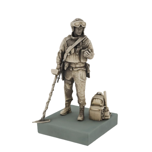 Soldier with Metal Detector Miniature