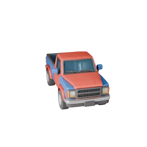 Modelo 3D de camioneta de dibujos animados, vista de estudio a tres cuartos, activo de vehículo estilizado con masa de vehícu