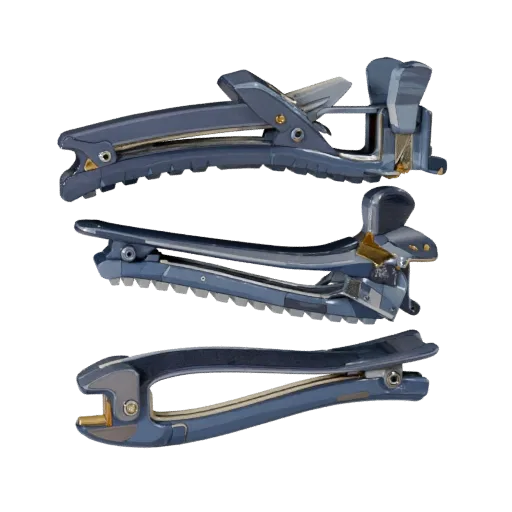 Utility Hair Clip Stylized 3D model, stylized isometric render, showing metal, small wearable silhouette.