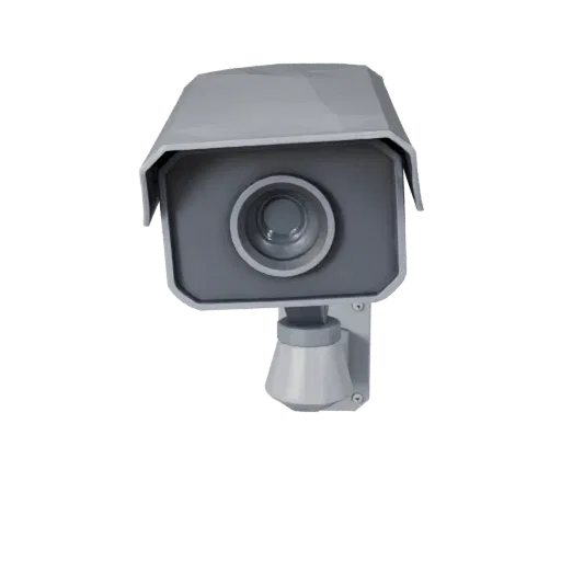 Public Security Camera Low Poly 3D model, game viewport three-quarter view, showing plastic housings, form detail.