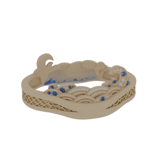 Ocean Wave Ring with Sapphires and Diamonds