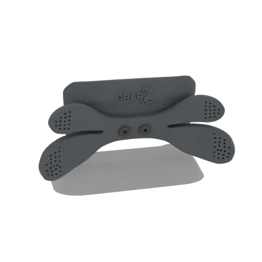 3D model of a grey GEARX multi-tool holder with multiple arms and perforated ends, designed for organization.