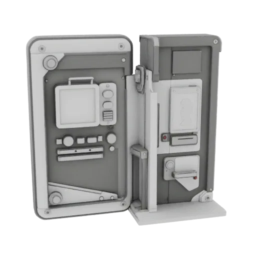 Modern Pressure Plate Printable 3D model, isometric STL render, showing metal hinges, clear interaction affordances.