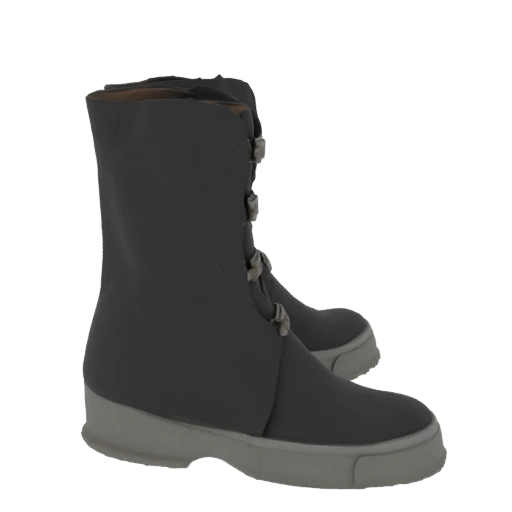 Black Buckled Boots 3D Model