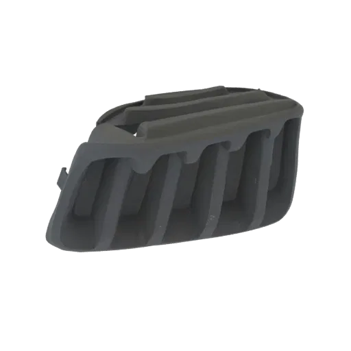 3D model of a car radiator grille with horizontal slats, rendered in a matte dark gray.