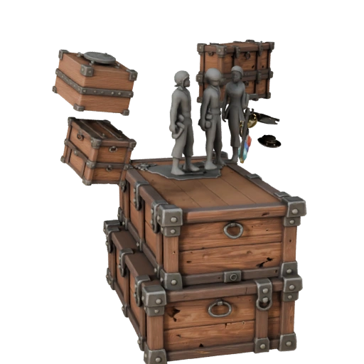 Modular Pirate Crate 3D Layered Asset for Builders