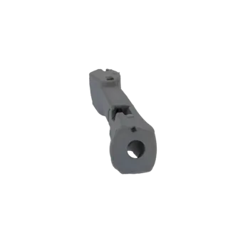 A 3D model of a gray trigger assembly, viewed from an angle, against a white background.