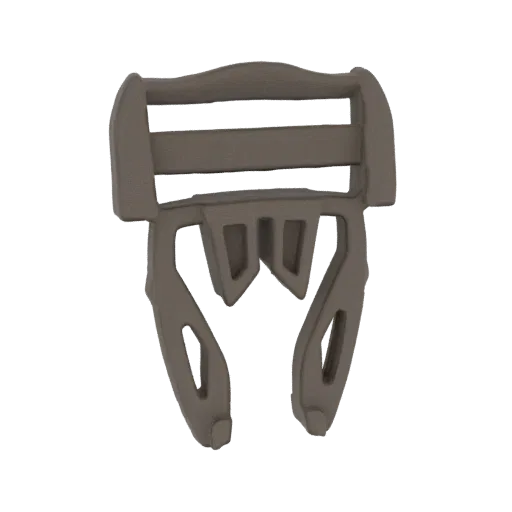 3D model render of a modular cable clip with three horizontal slots for wire management