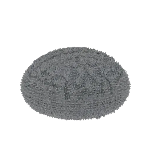 3D-Modell eines flauschigen grauen Mikrofaser-Staubwischerkopfs mit weicher, texturierter Oberfläche.