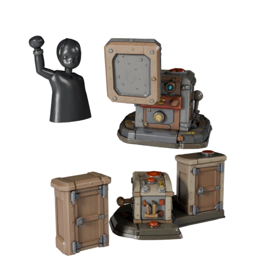 Stylized Dungeon Control Lever 3D Casual Game Asset