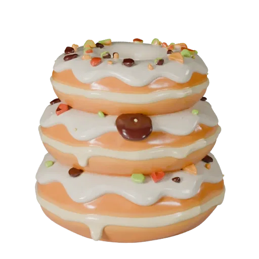 Glazed Donut Stack Stylized 3D model, stylized isometric render, showing cream, sweet food silhouette.